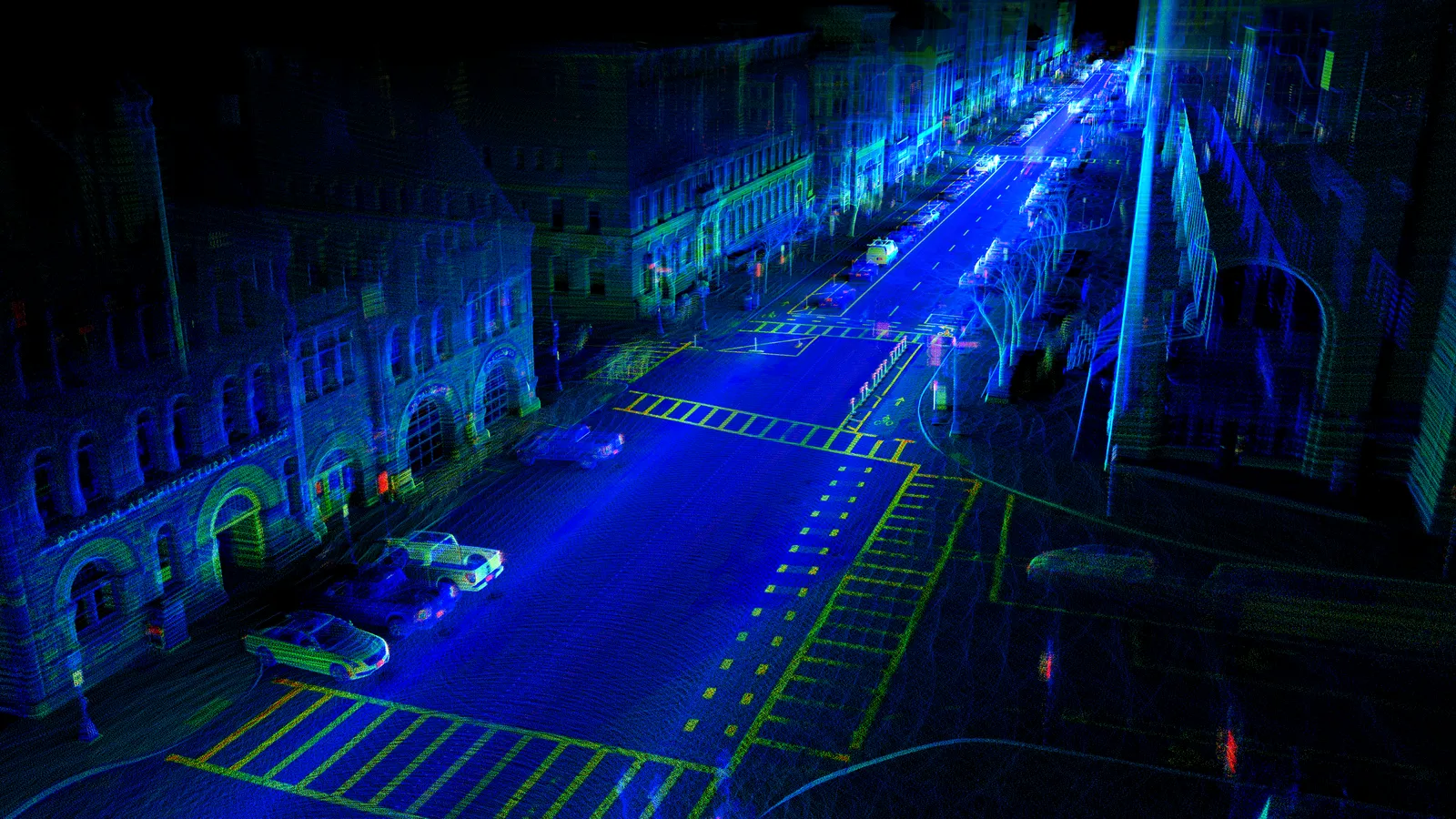 CYVL LiDAR point-cloud digital twin of a city street